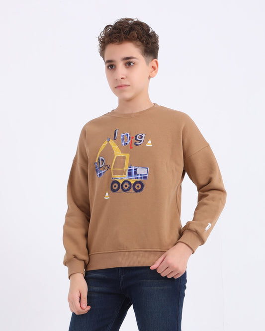 Cozy Graphic Sweatshirt | Camel - Remint Kids Fashion
