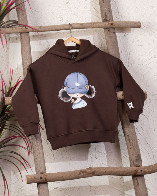 Cozy Graphic Hoodie | Brown - Remint Kids Fashion