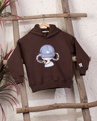 Cozy Graphic Hoodie | Brown - Remint Kids Fashion