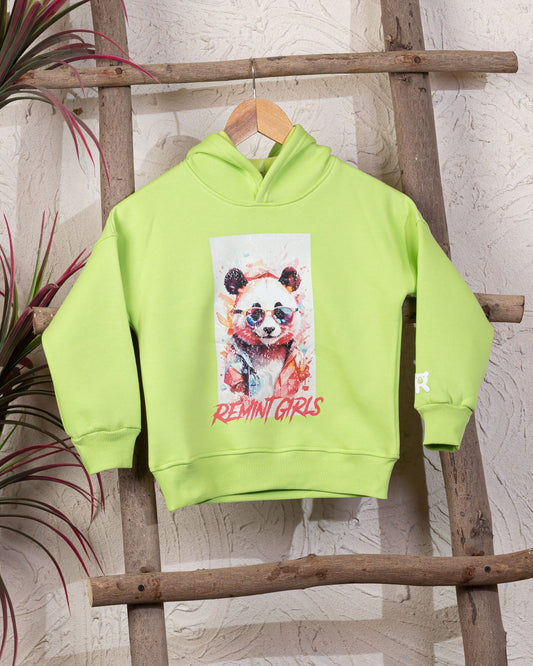 Cozy Graphic Hoodie | Light Green - Remint Kids Fashion