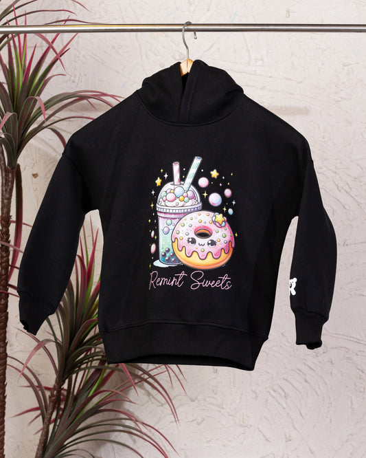 Cozy Graphic Hoodie | Black - Remint Kids Fashion