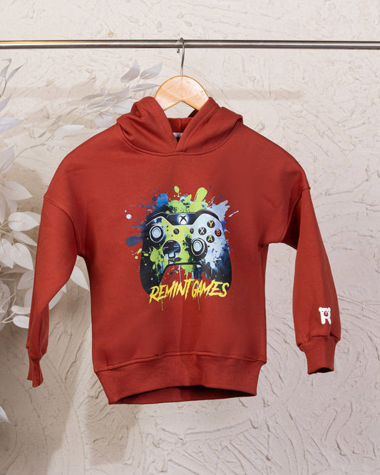 Cozy Graphic Hoodie | Burgundy - Remint Kids Fashion