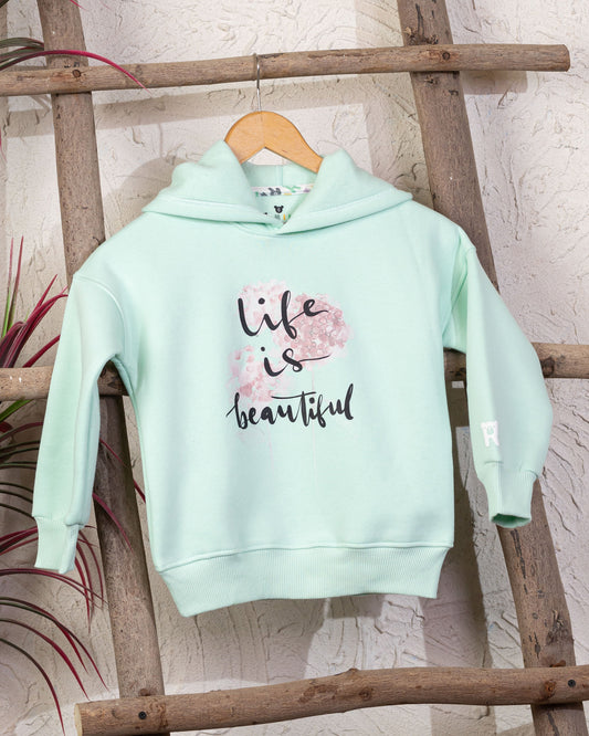 Cozy Graphic Hoodie | Aqua - Remint Kids Fashion