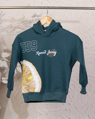 Cozy Graphic Hoodie | Dark Green - Remint Kids Fashion
