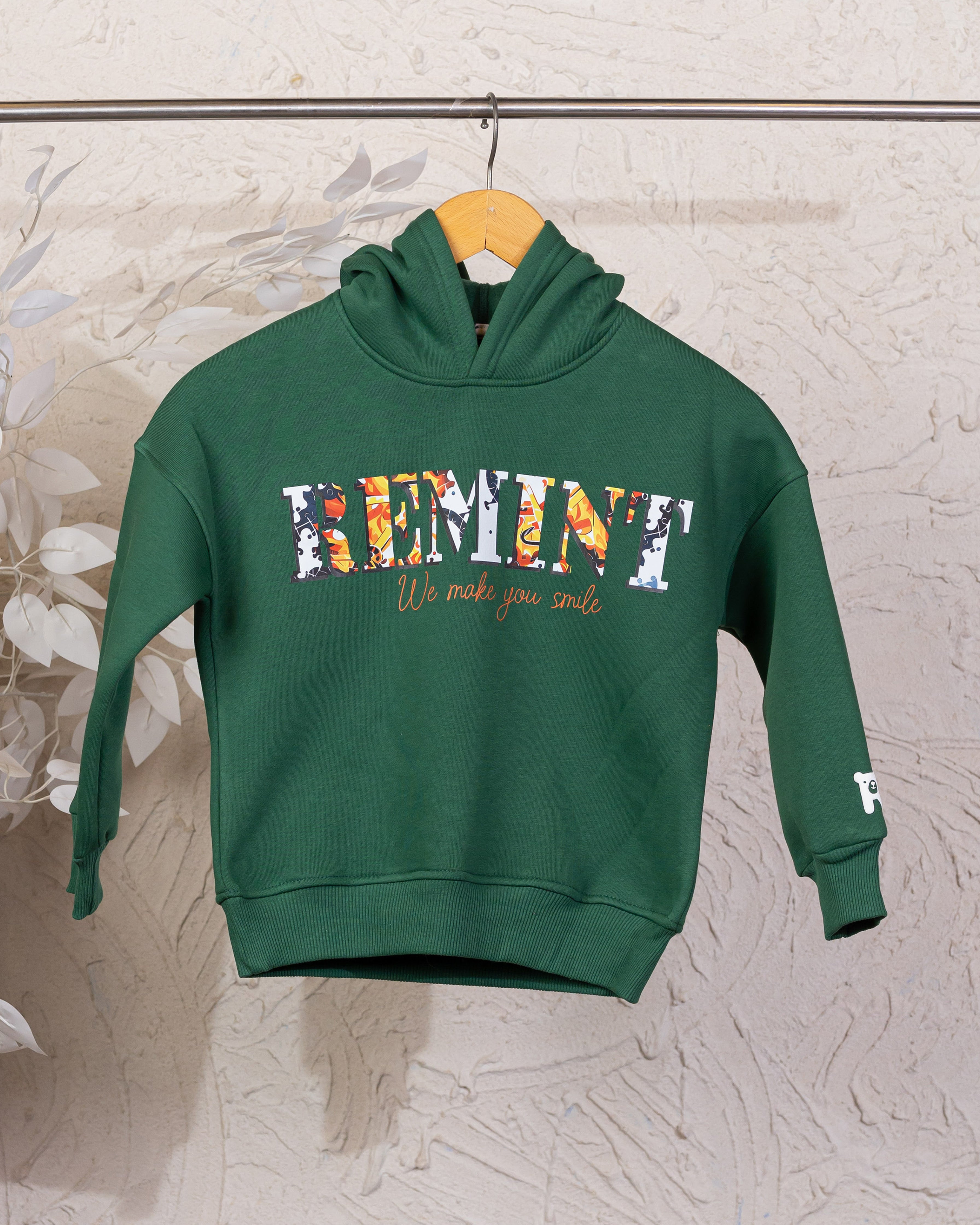Cozy Graphic Hoodie | Forest Green - Remint Kids Fashion