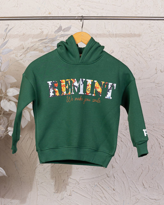 Cozy Graphic Hoodie | Forest Green - Remint Kids Fashion