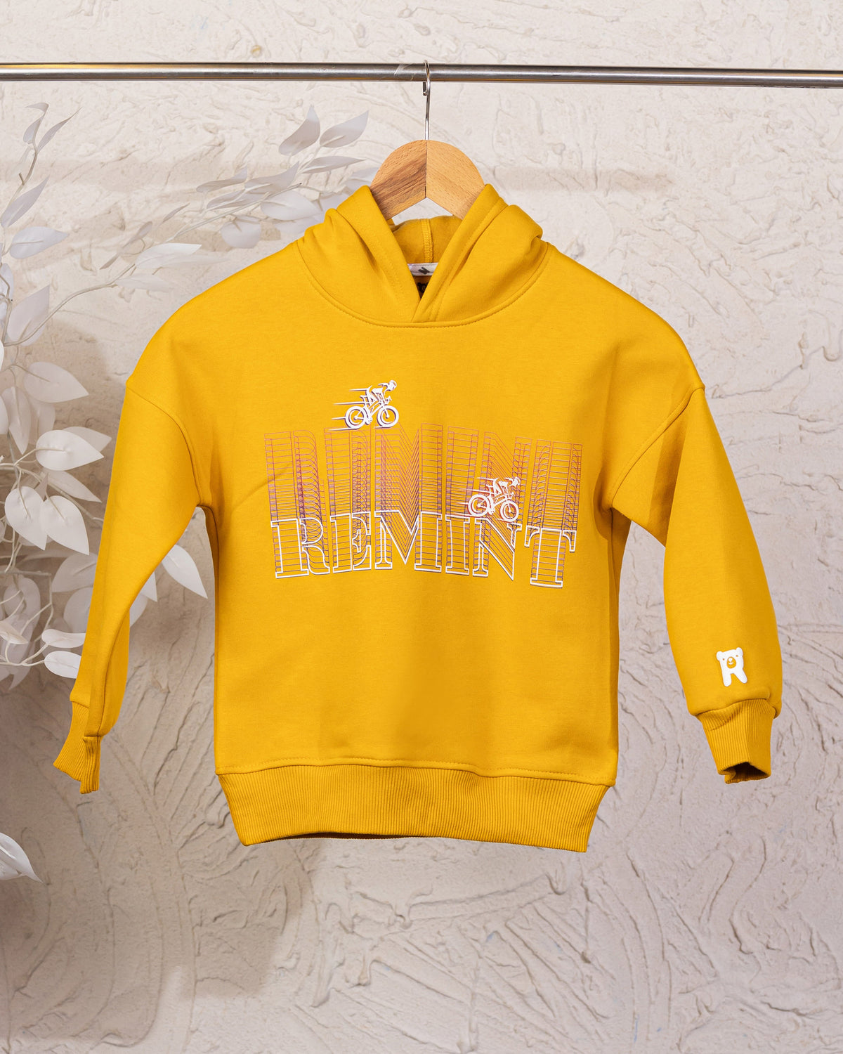 Cozy Graphic Hoodie | Mustard - Remint Kids Fashion