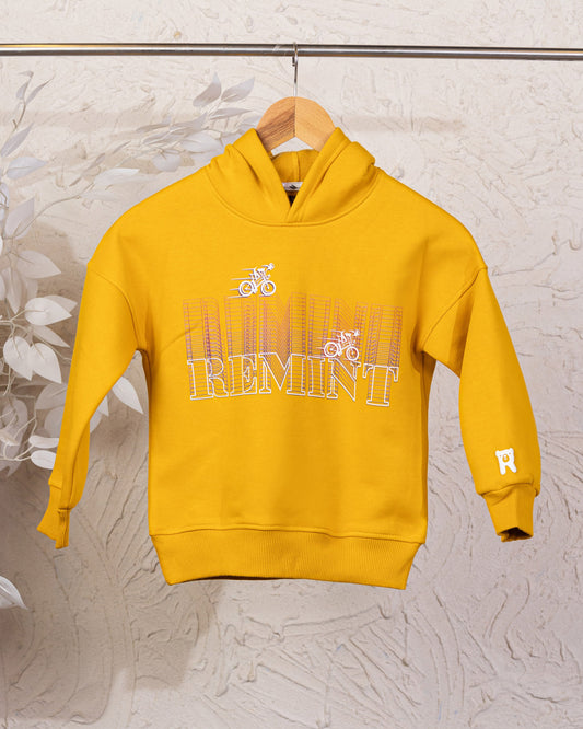 Cozy Graphic Hoodie | Mustard - Remint Kids Fashion