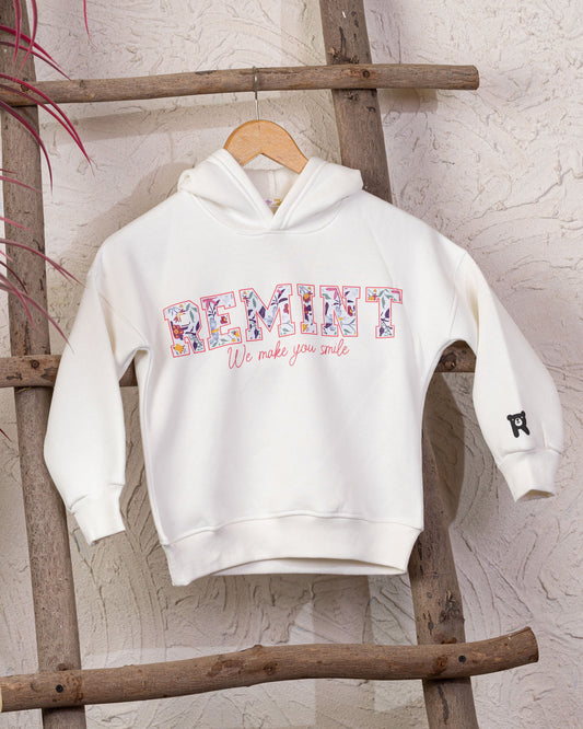 Cozy Graphic Hoodie | White - Remint Kids Fashion
