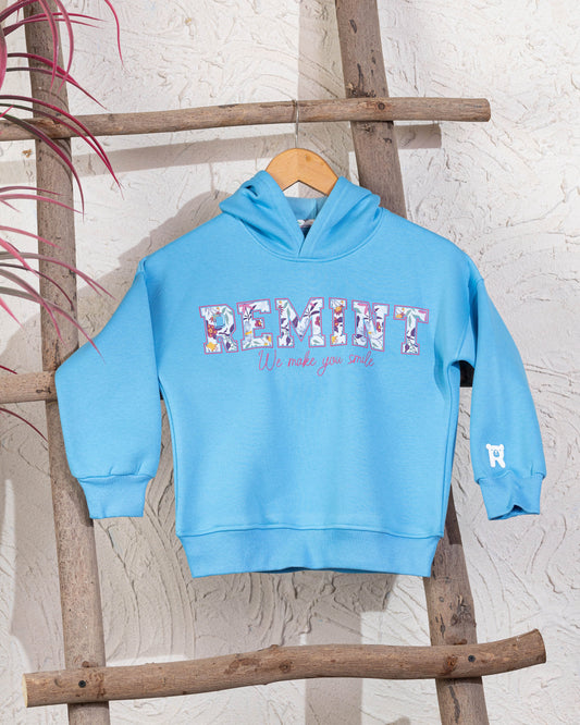 Cozy Graphic Hoodie | Turquoise - Remint Kids Fashion