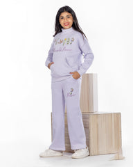 Girls Cotton Sweatshirt & Jogger Set | Lavender - Remint Kids Fashion