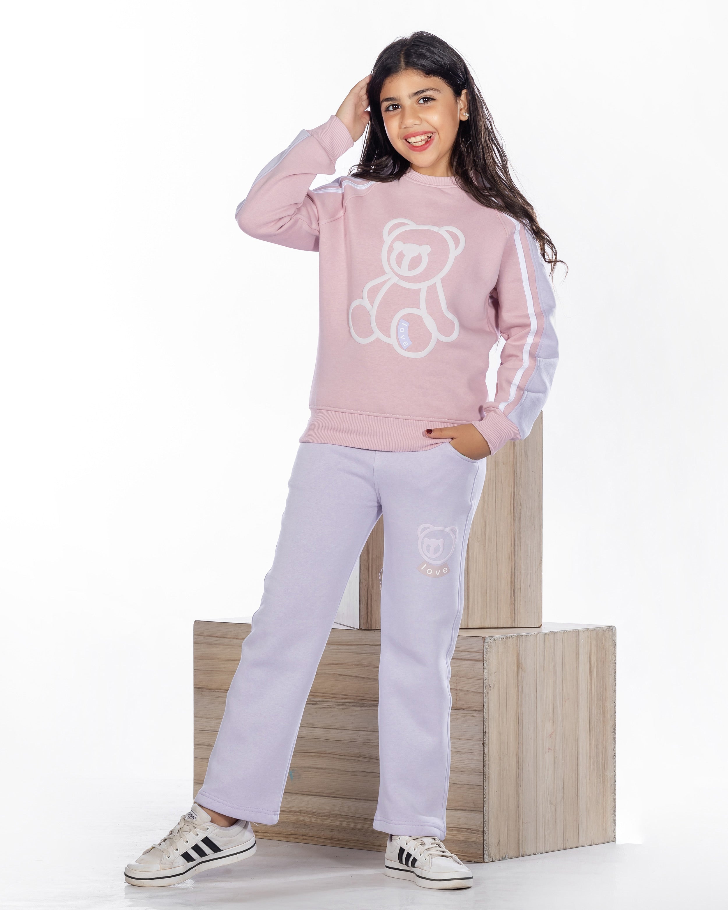 Girls Cotton Sweatshirt & Jogger Set | Cashmere - Remint Kids Fashion