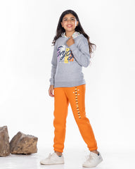 Girls Cotton Sweatshirt & Jogger Set | Grey - Remint Kids Fashion