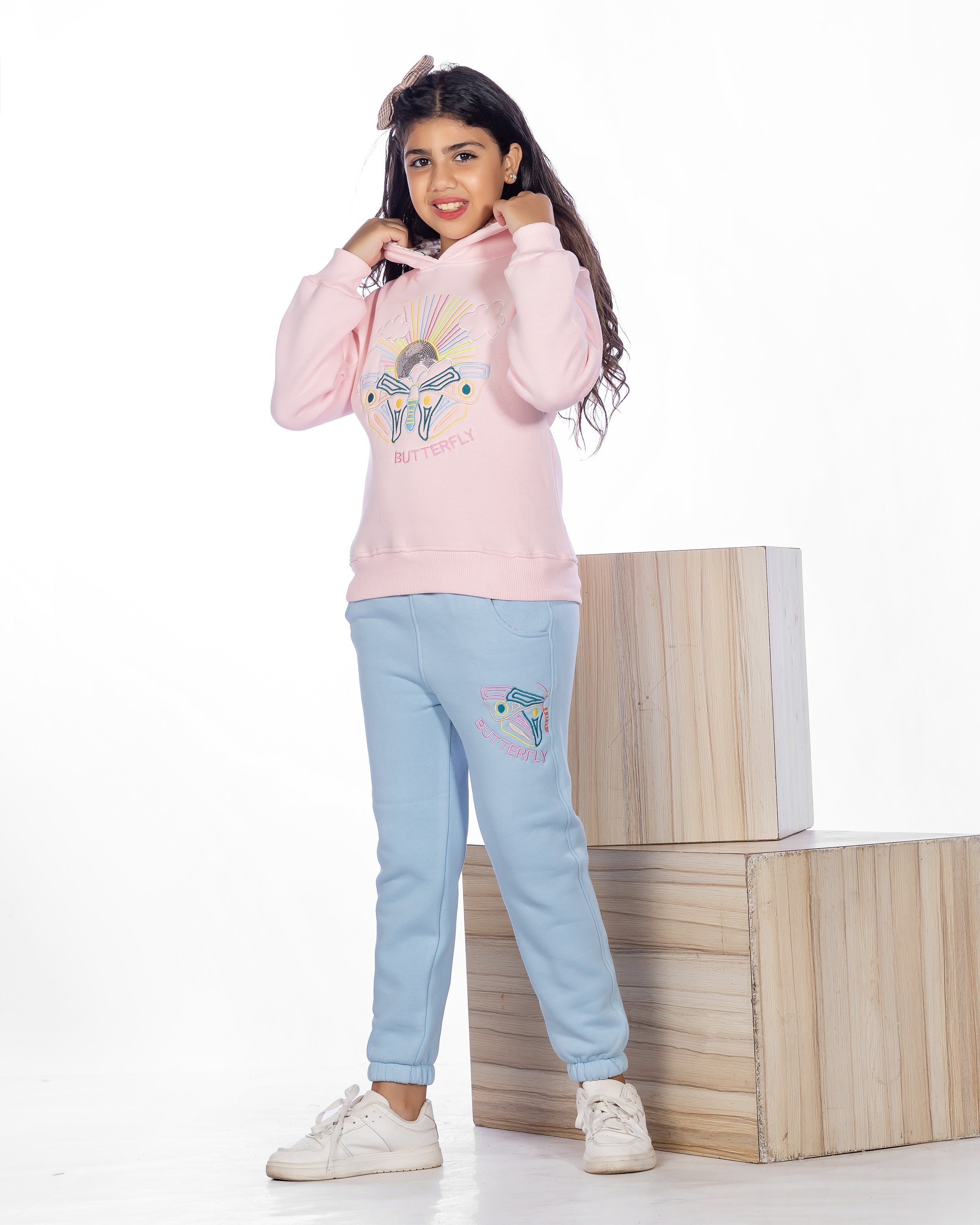 Girls Cotton Sweatshirt & Jogger Set | Rose Pink - Remint Kids Fashion