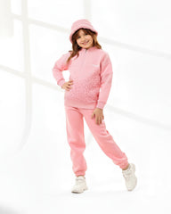 Girls Half-Zip Printed Set | Pink - Remint Kids Fashion
