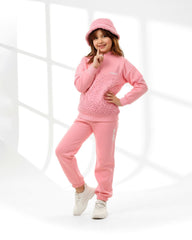 Girls Half-Zip Printed Set | Pink - Remint Kids Fashion