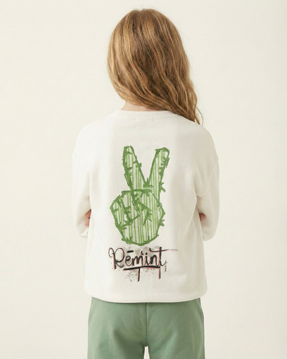 Girls Peace Print Set | Off-White - Remint Kids Fashion