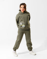 Girls Mickey Printed Set | Olive Green - Remint Kids Fashion