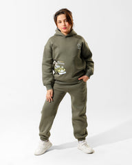 Girls Mickey Printed Set | Olive Green - Remint Kids Fashion