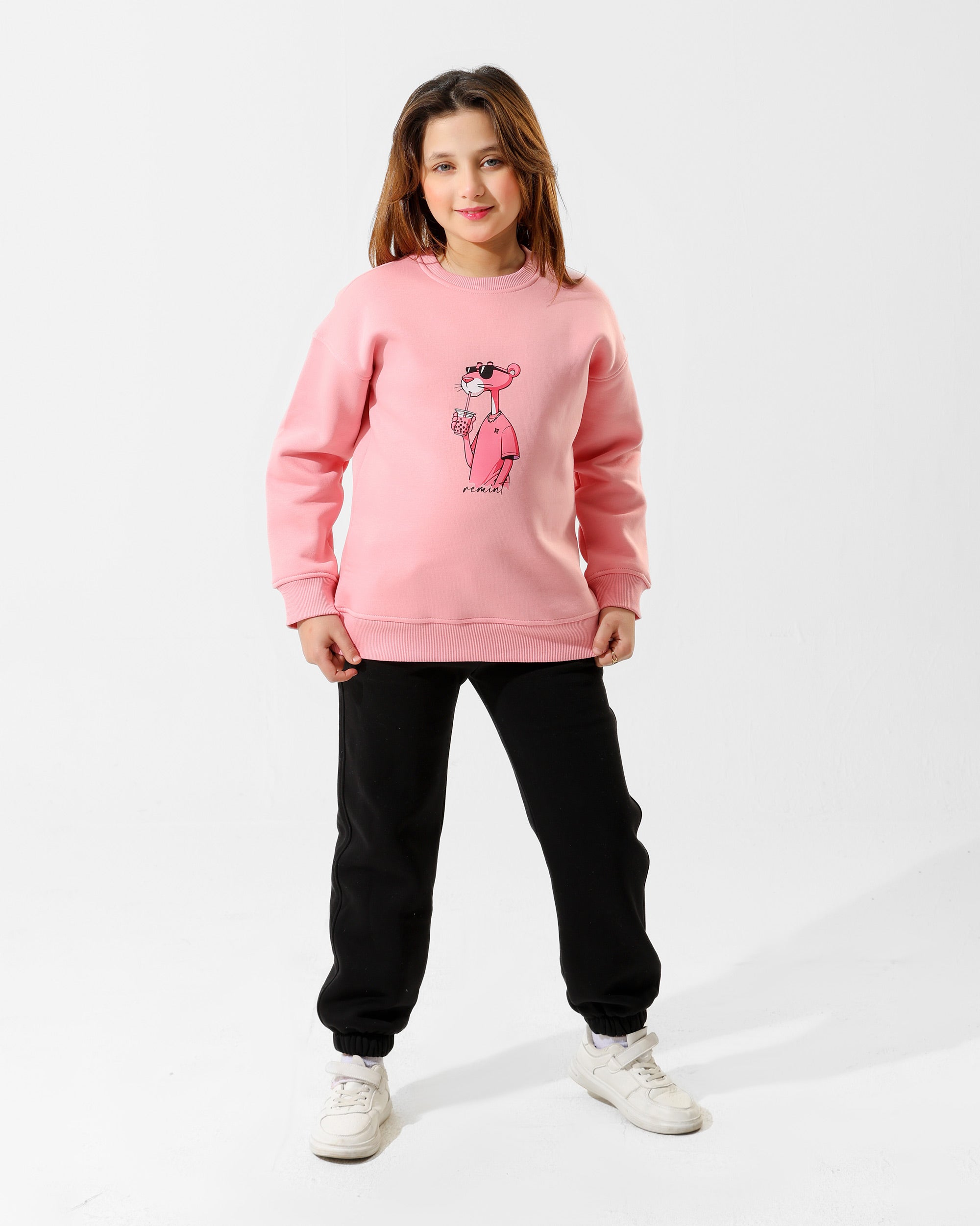 Girls Pink Panther Graphic Set | Rose Pink - Remint Kids Fashion