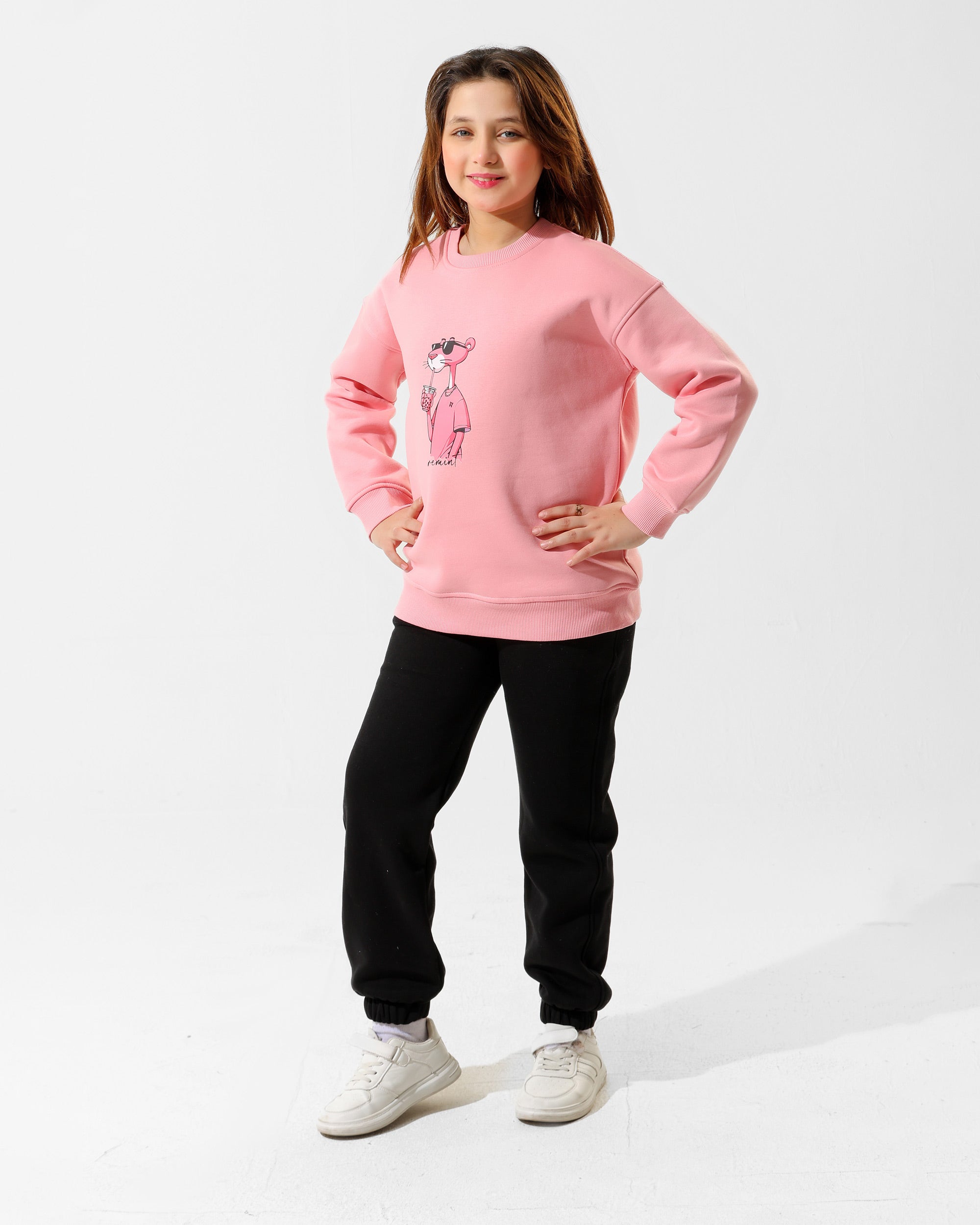 Girls Pink Panther Graphic Set | Rose Pink - Remint Kids Fashion