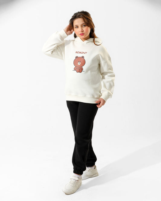 Girls Bear Print Set | Off-White - Remint Kids Fashion