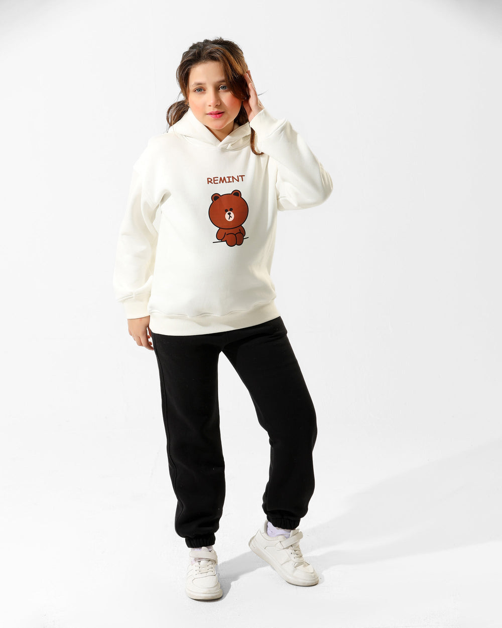 Girls Bear Print Set | Off-White - Remint Kids Fashion