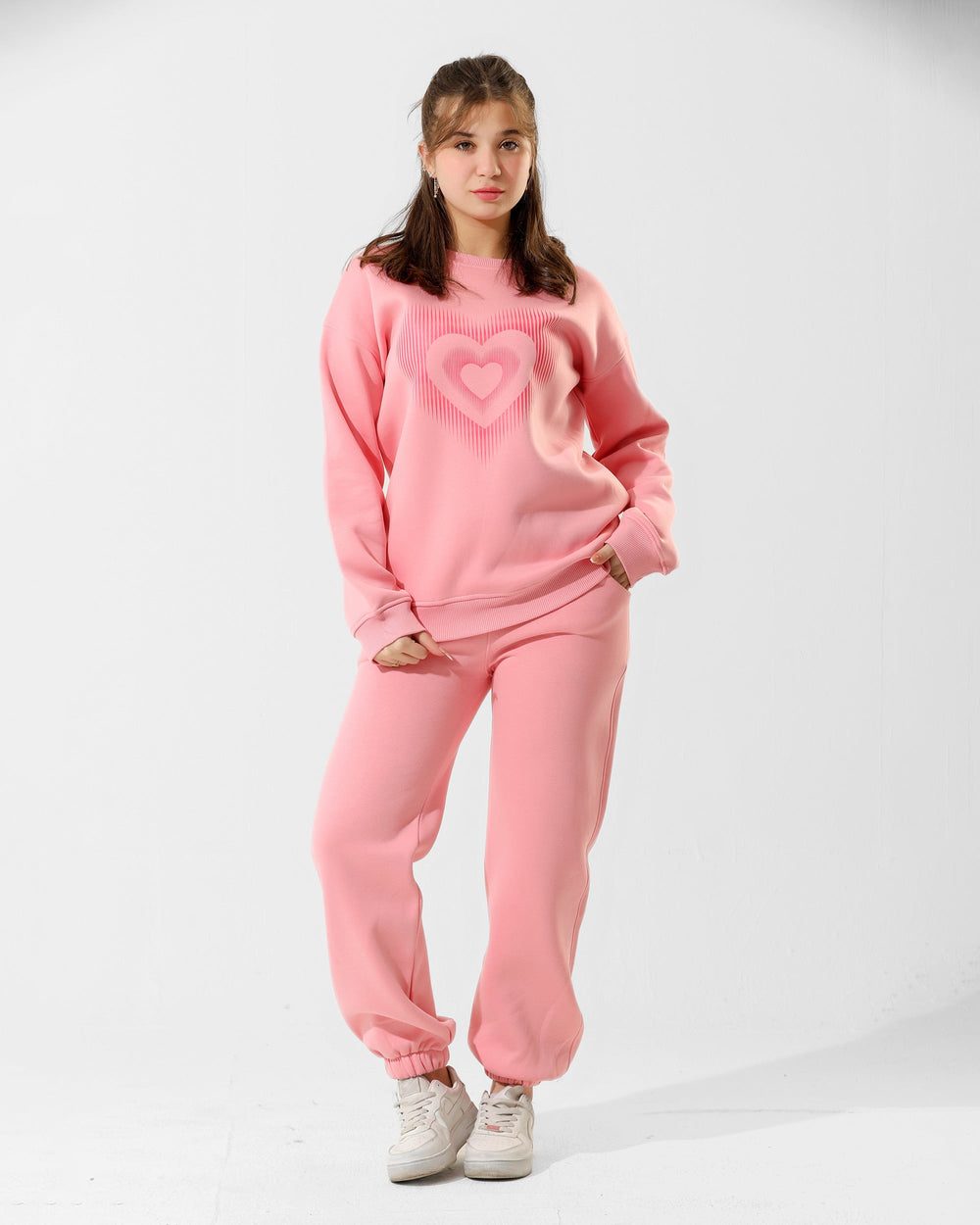 Girls Heart Print Set | Rose Pink - Remint Kids Fashion