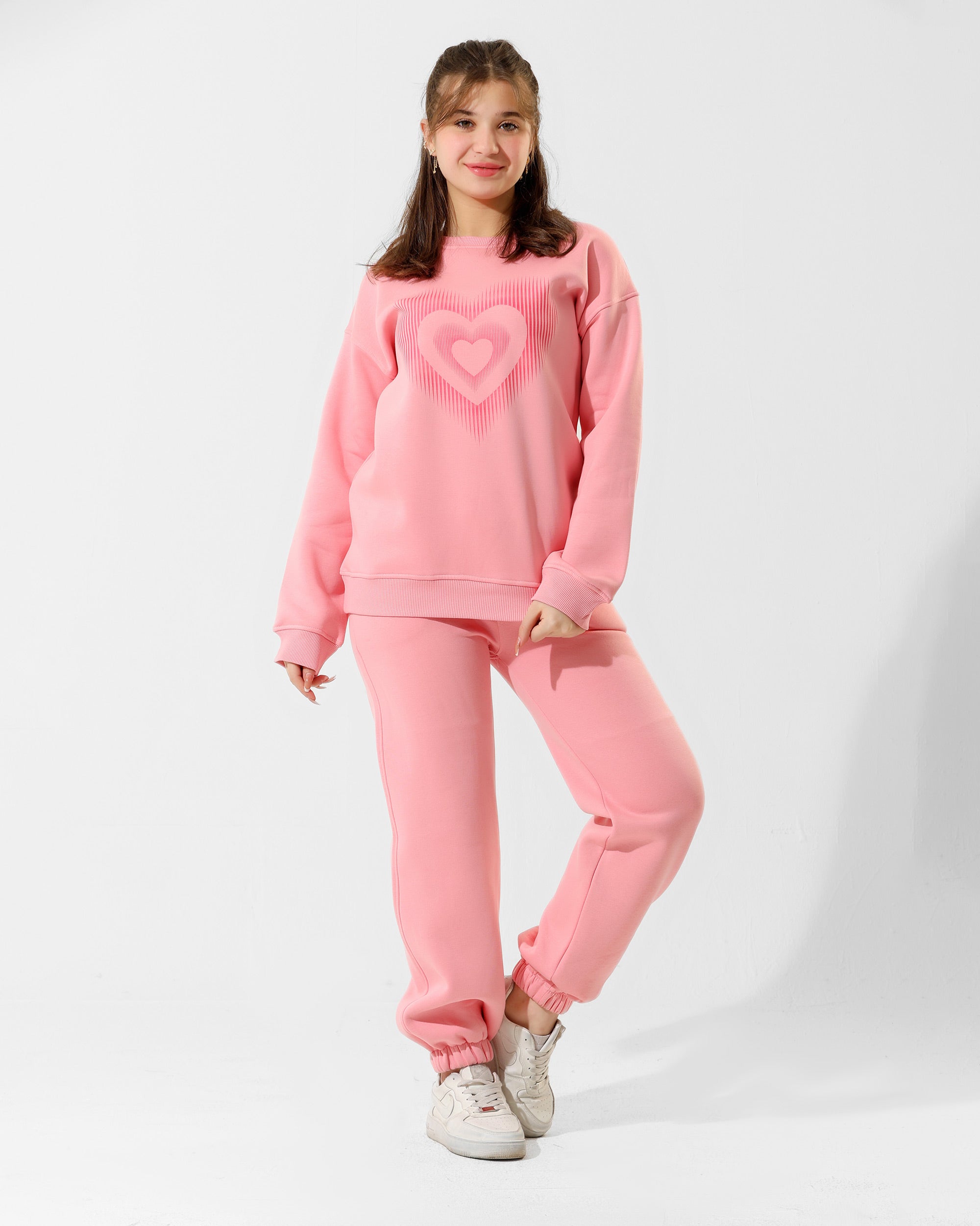 Girls Heart Print Set | Rose Pink - Remint Kids Fashion