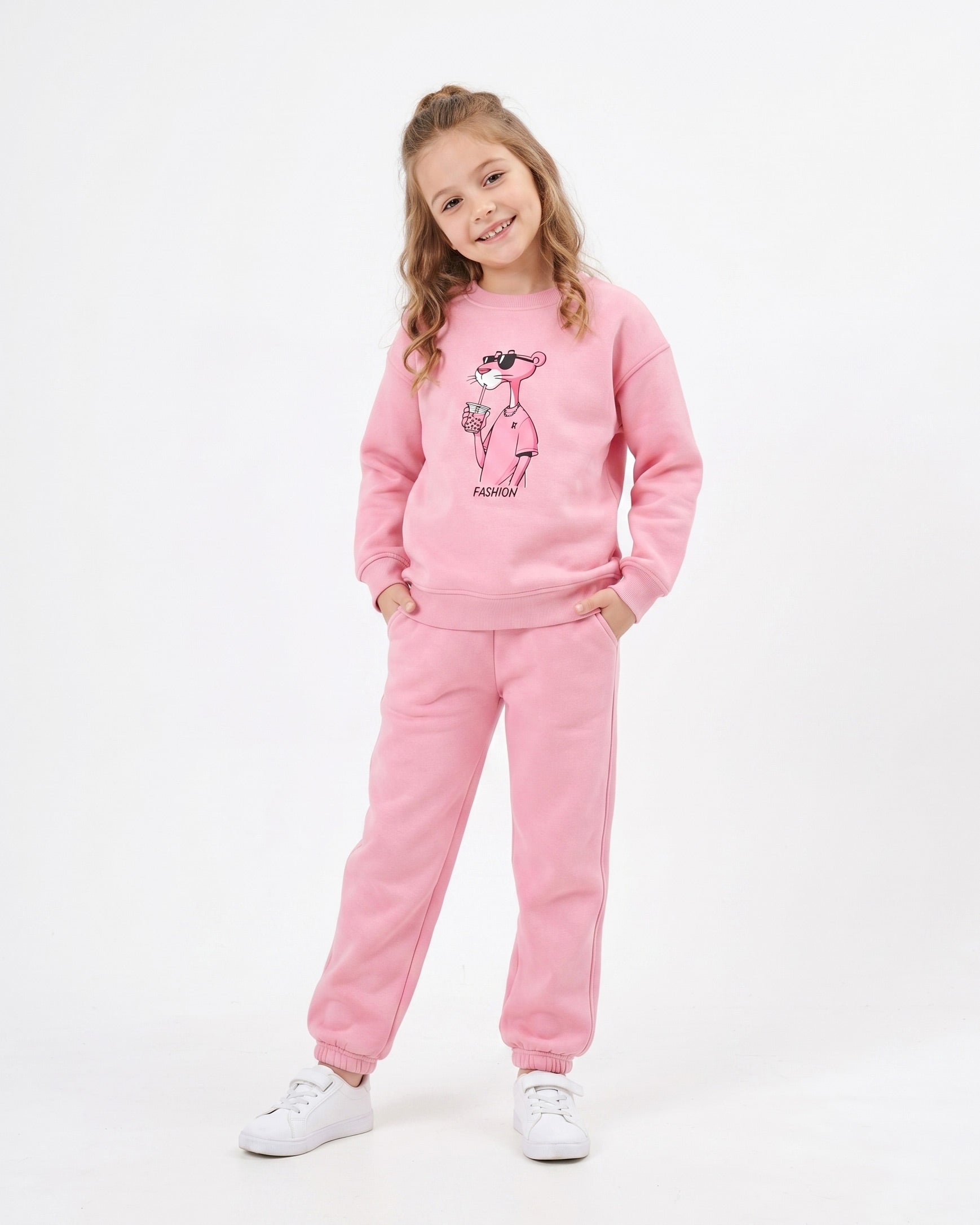 Girls Pink Panther Graphic Set | Pink - Remint Kids Fashion