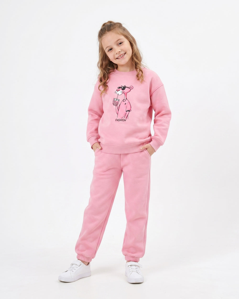 Girls Pink Panther Graphic Set | Pink - Remint Kids Fashion