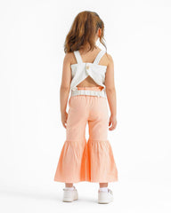 Girls 3D Flower Crop Top & Flare Pants Set