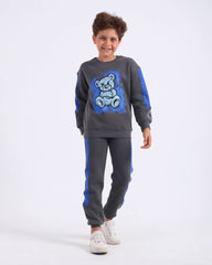 Boys Cotton Sweatshirt & Jogger Set | Grey - Remint Kids Fashion