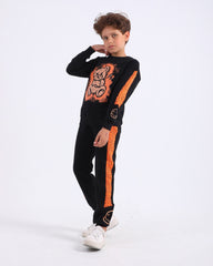 Boys Cotton Sweatshirt & Jogger Set | Black - Remint Kids Fashion
