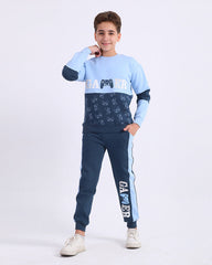 Boys Cotton Sweatshirt & Jogger Set | Light Blue - Remint Kids Fashion