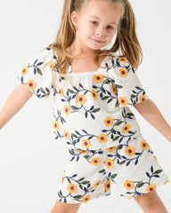 Girls Floral Print Top & Shorts Set | Patterned - Remint Kids Fashion