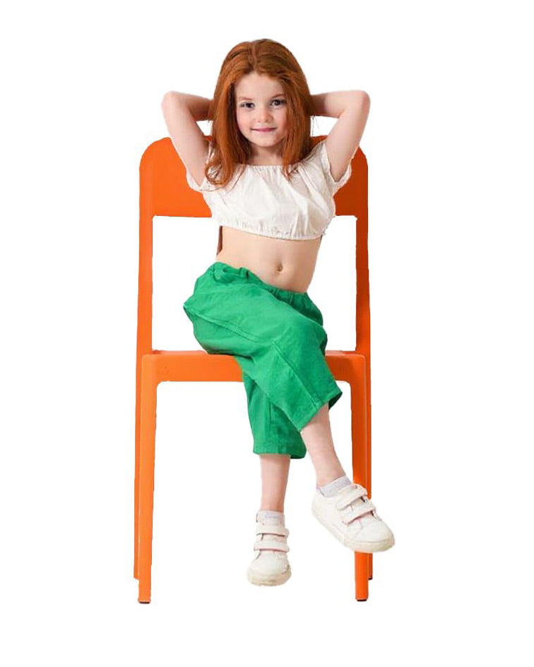 Girls Off-Shoulder Crop Top & Wide-Leg Pants Set | Green - Remint Kids Fashion
