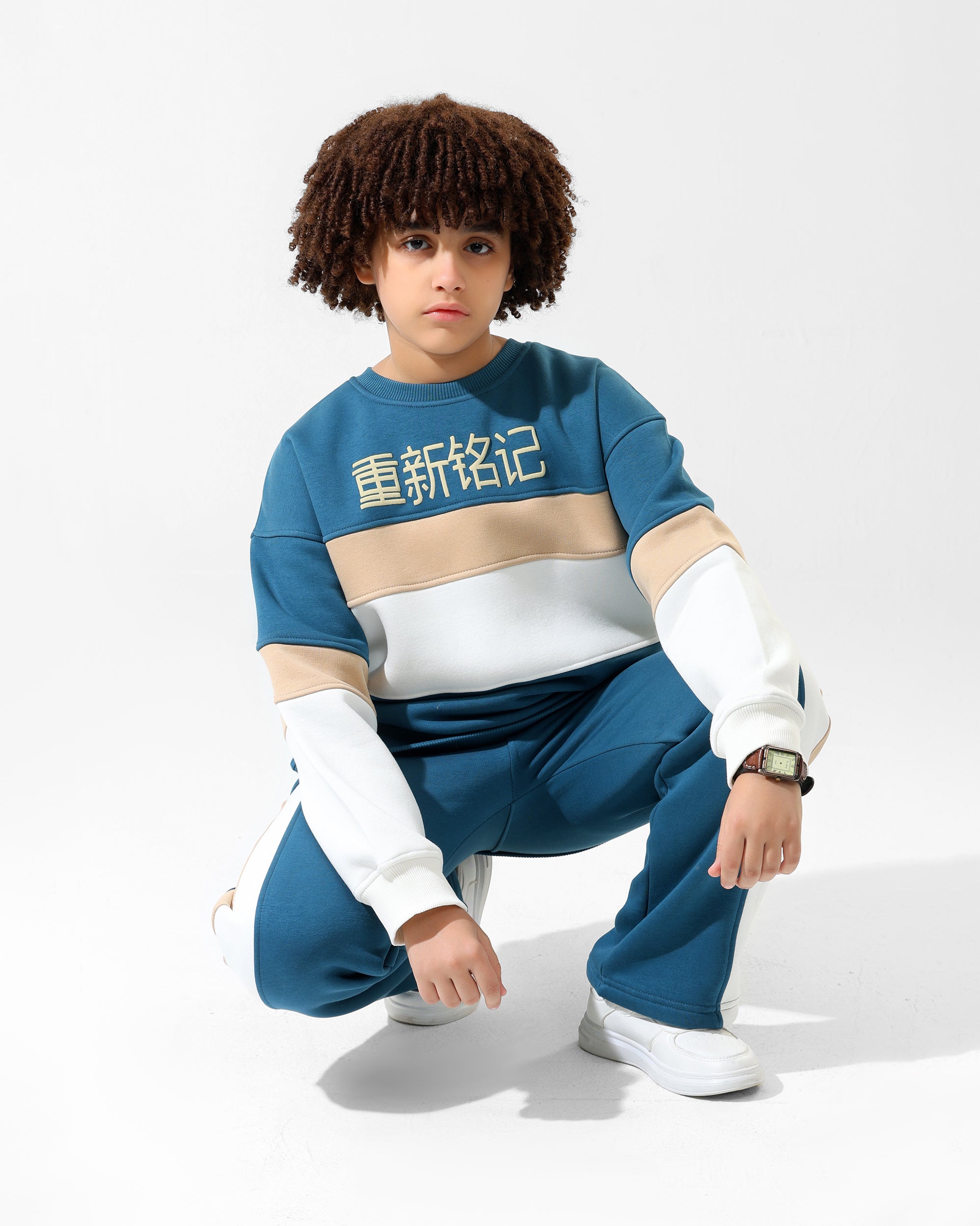 Boys Colorblock Set | Dark Teal - Remint Kids Fashion