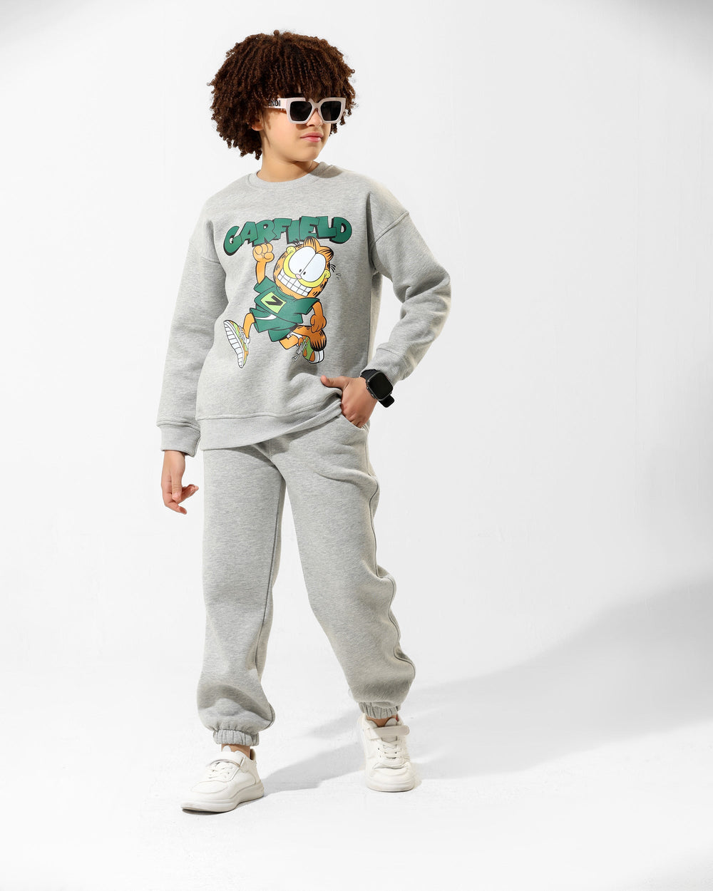 Boys Garfield Graphic Set | Grey - Remint Kids Fashion
