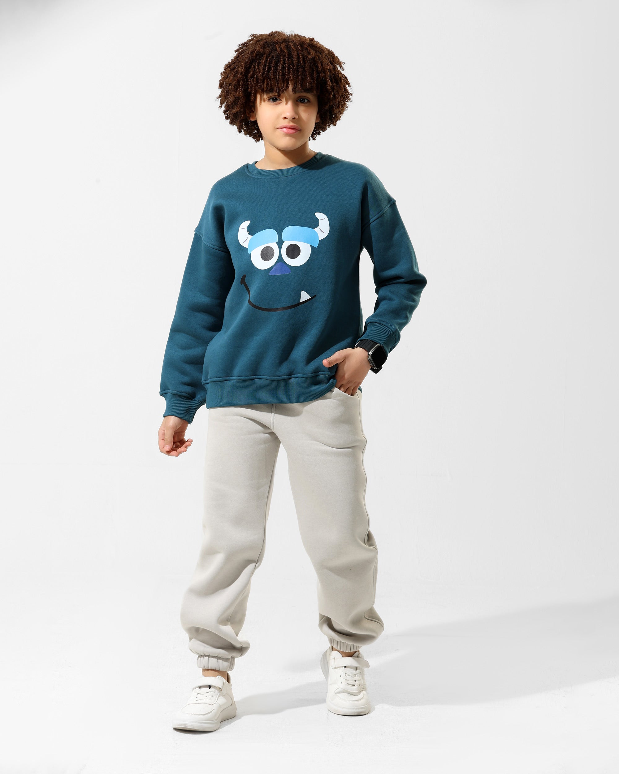 Boys Cartoon Face Set | Dark Teal - Remint Kids Fashion