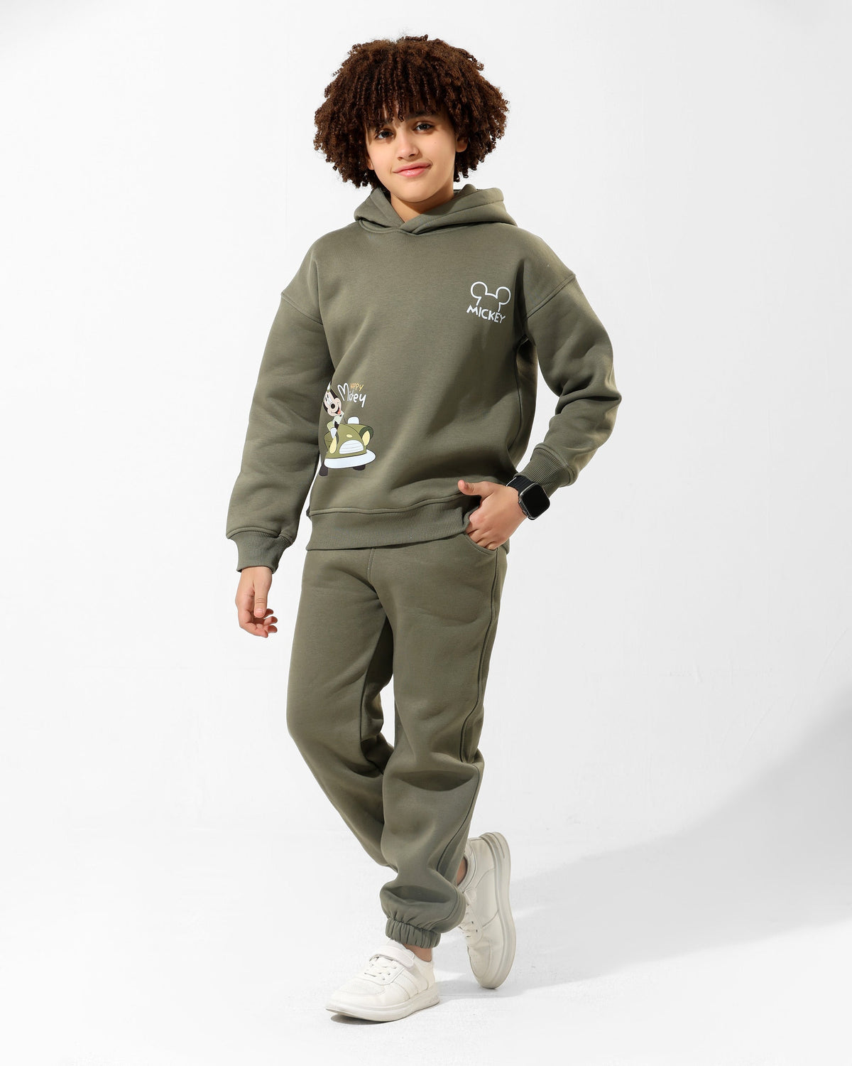 Boys Mickey Graphic Set | Olive Green - Remint Kids Fashion