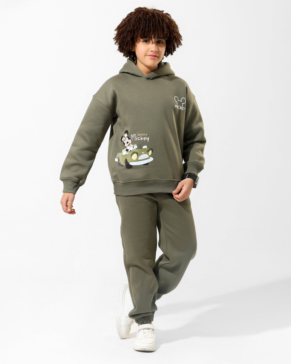 Boys Mickey Graphic Set | Olive Green - Remint Kids Fashion