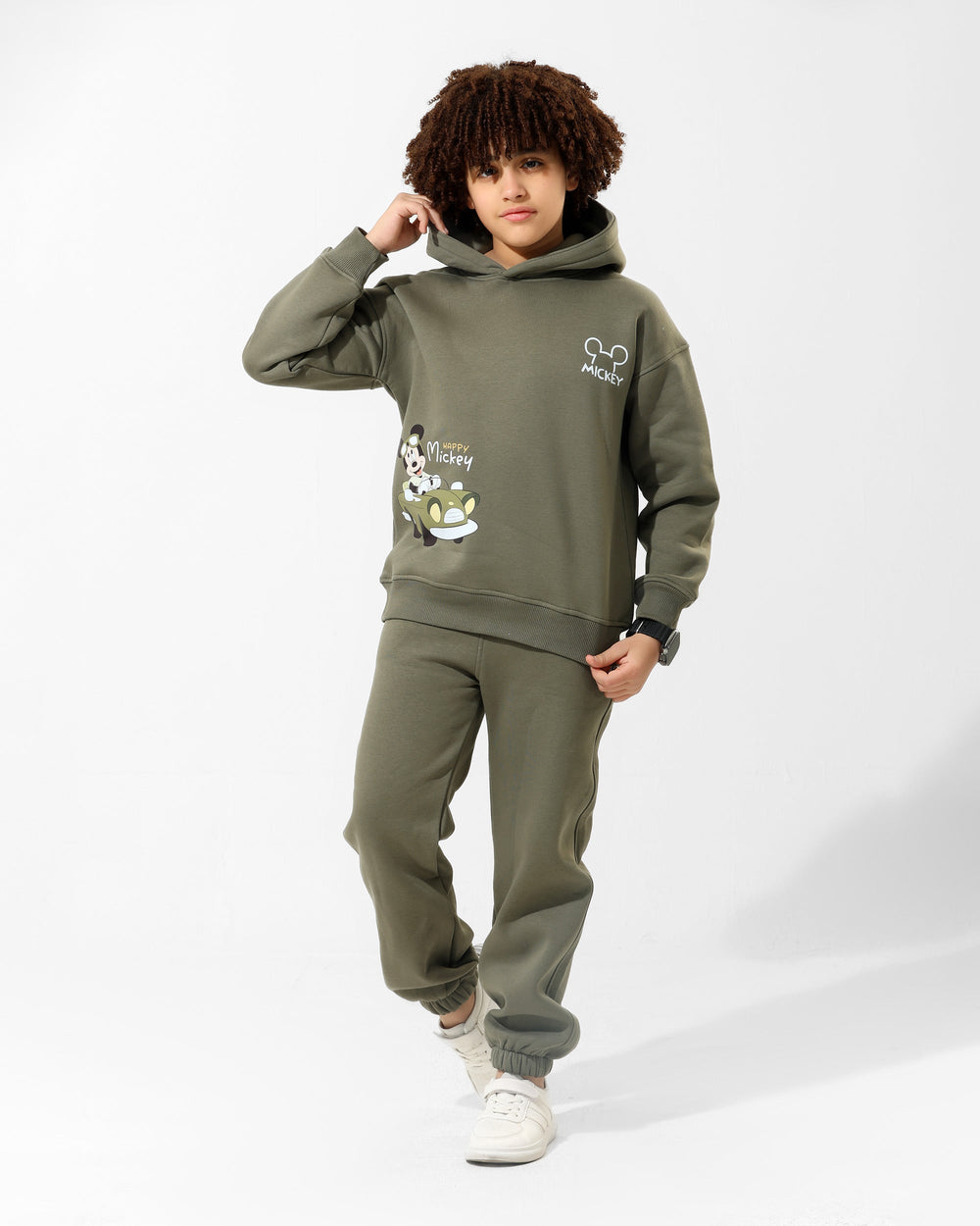 Boys Mickey Graphic Set | Olive Green - Remint Kids Fashion