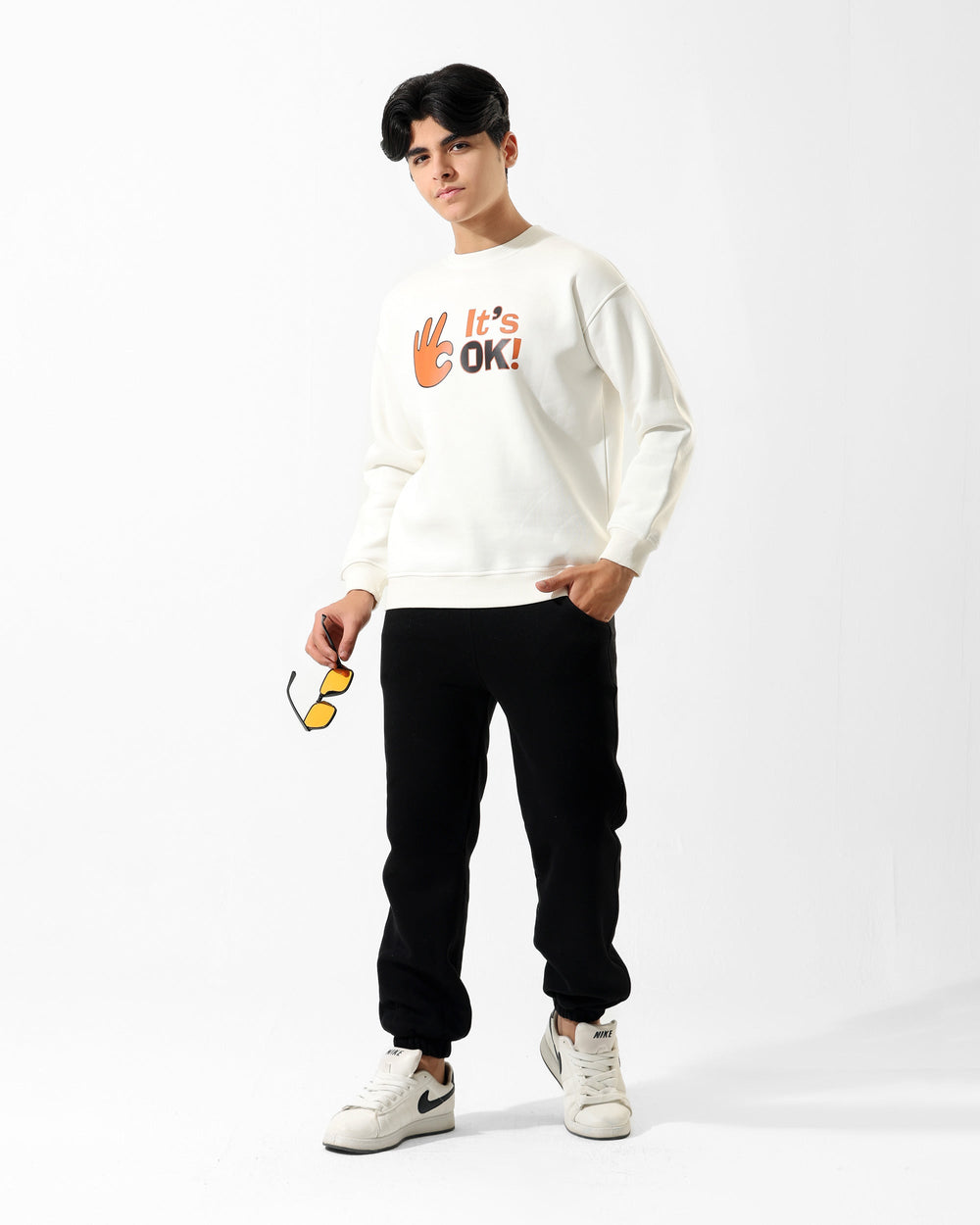 Boys "It’s OK" Printed Set | Off-White - Remint Kids Fashion