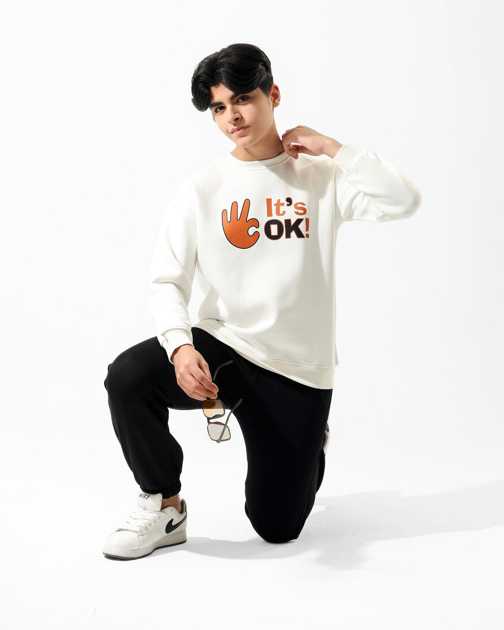 Boys "It’s OK" Printed Set | Off-White - Remint Kids Fashion