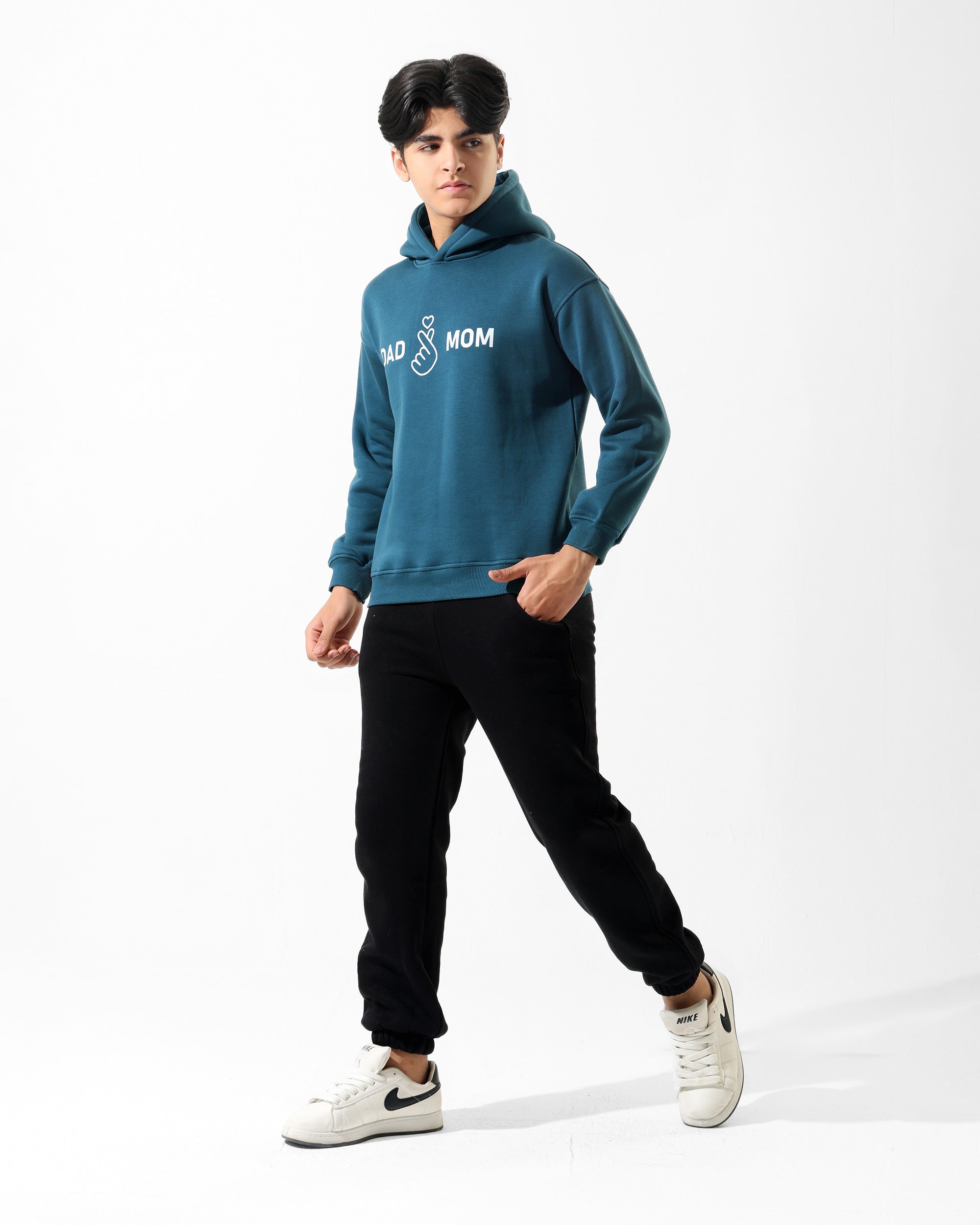 Boys Dad & Mom Print Set | Dark Teal - Remint Kids Fashion