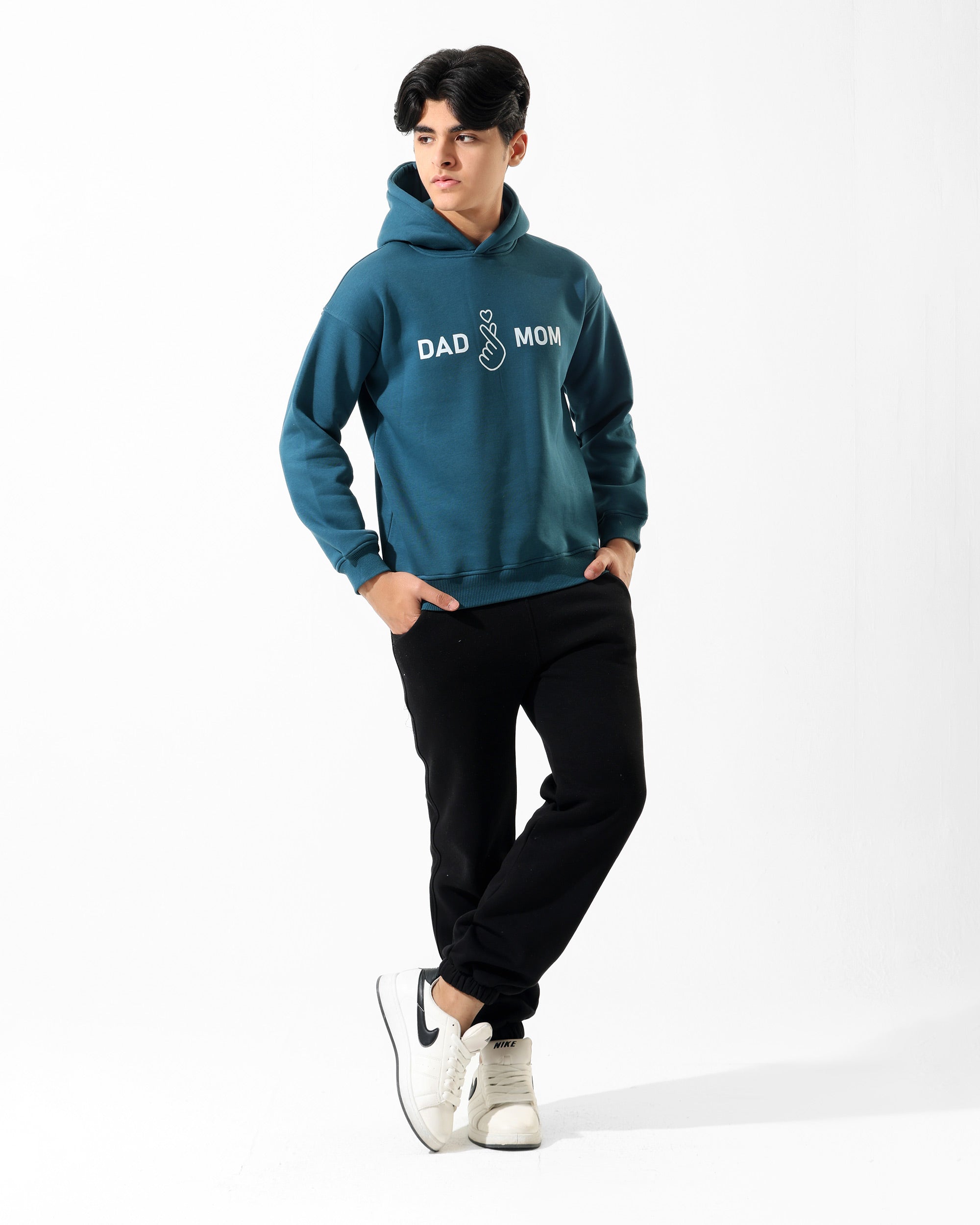 Boys Dad & Mom Print Set | Dark Teal - Remint Kids Fashion