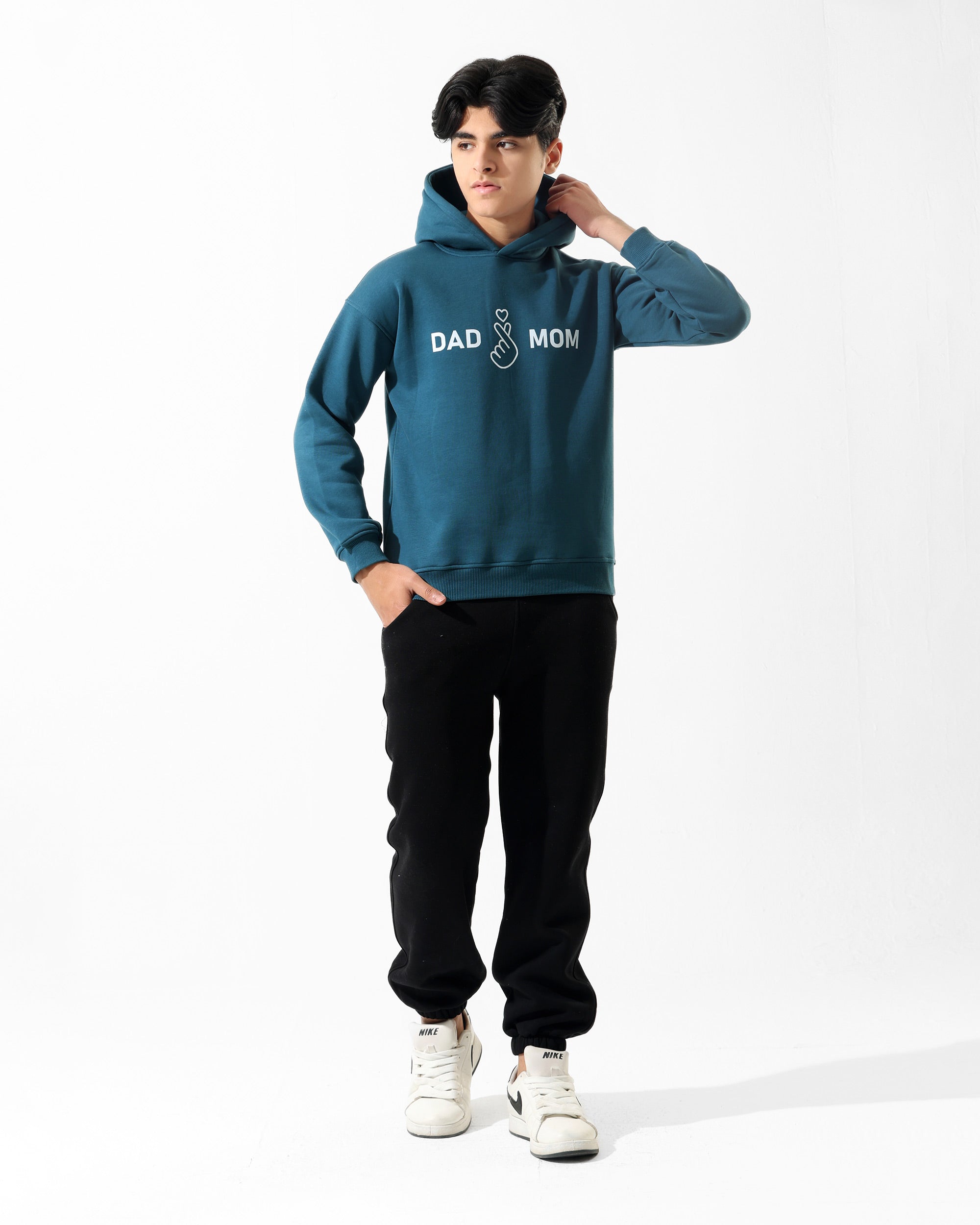 Boys Dad & Mom Print Set | Dark Teal - Remint Kids Fashion