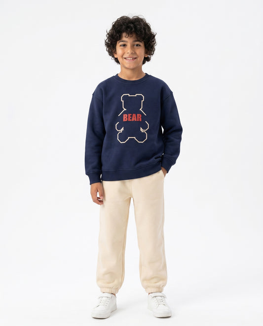 Boys Bear Outline Graphic Set | Dark Blue - Remint Kids Fashion