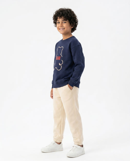 Boys Bear Outline Graphic Set | Dark Blue - Remint Kids Fashion